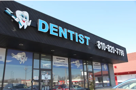 Deluxe Dental Flint office exterior at 3769 S Dort Hwy, Flint, MI 48507.